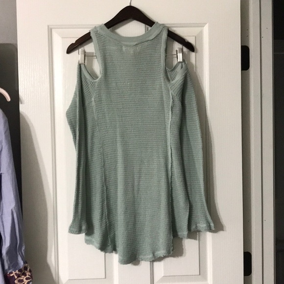 NWT Medium seafoam green open shoulder waffle knit - Picture 3 of 3
